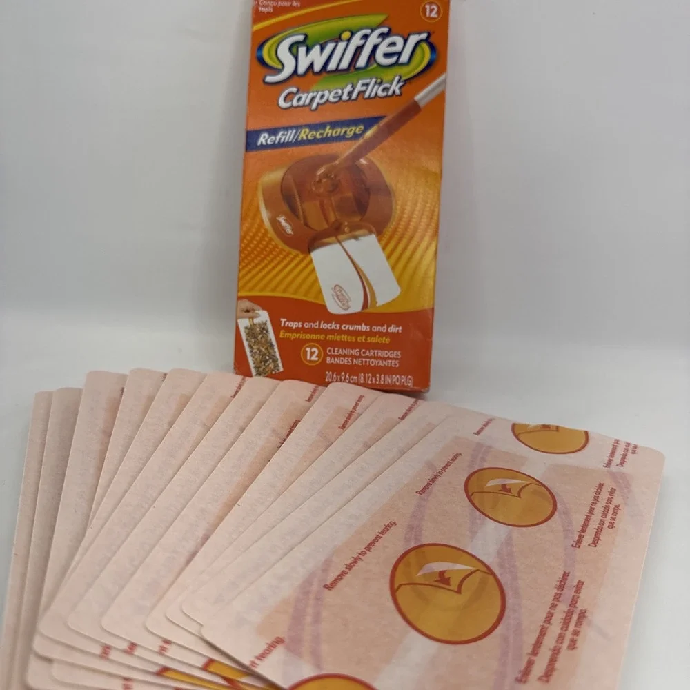 Swiffer Carpet Flick Refill 12 Cleaning Cartridges Carpet Sweeper Refills NOS